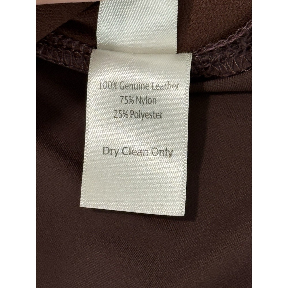 Ecru Top Genuine Leather Long Sleeve Chocolate Brown Long Sleeves Size S/M - Picture 8 of 11